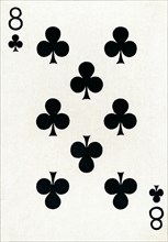 8 of Clubs from a deck of Goodall & Son Ltd. playing cards, c1940. Artist: Unknown.