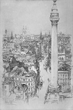 'The Monument, Fish Street Hill, from the steeple of St. Magnus', c1903, (1903). Artist: Hedley Fitton.