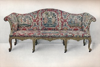 'Long Upholstered Sofa: Serpentine-Shaped, Carved and Gilt', c1750. Artist: Unknown.