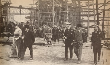 King George V and Queen Mary at a Sunderland shipyard during World War I, June 15th, 1917, (1935). Artist: Unknown.