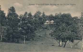 'Nuwara Eliya Golf Links, Driving on the 7th Tee, Ceylon', c1900. Artist: Unknown.