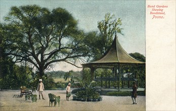 'Bund Gardens Shewing Bandstand, Poona', c1900. Artist: Unknown.
