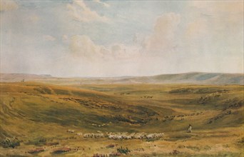 'The Downs near Lewes (Seaford Cliff in the distance)', c1887. Artist: Thomas Collier.