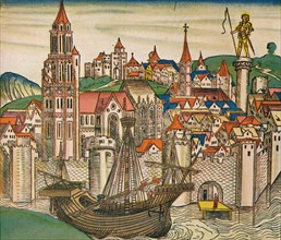 'The City of Treviso with a Carrack', 1493. Artist: Unknown.