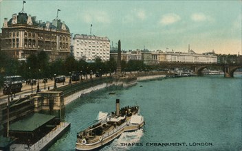 'Thames Embankment, London', c1910.  Artist: Unknown.