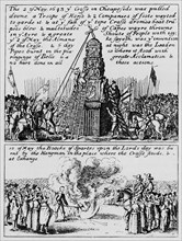 The destruction of Cheapside Cross and the burning of the Book of Sports, May 1643 (1903). Artist: Unknown.