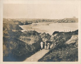 'Newquay Cliff Path to Tolcarne Beach', 1927. Artist: Unknown.