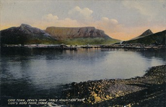 'Cape Town, Devil's Peak, Table Mountain and Lion's Head from Table Bay', c1900. Artist: Unknown.