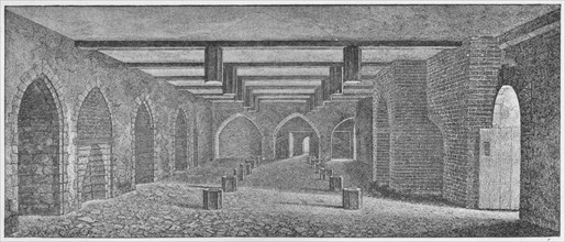 'Interior of the Crypt Called the 'Powder Plot Cellar' beneath the Old Palace of Westminster', c1883 Artist: William Patten.