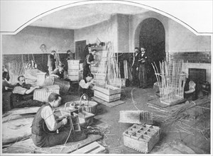 Blind basket-makers at work, Tottenham Court Road, London, c1901 (1903). Artist: Unknown.