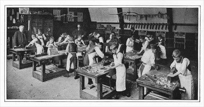 A manual training centre: woodwork, London, c1900 (1901). Artist: Unknown.