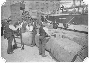 Tallying wool bales at London Docks, c1900 (1901). Artist: Unknown.