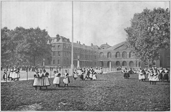 In the Foundling Hospital grounds, London, c1901 (1901). Artist: Unknown.