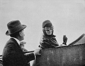 Miss Trehawke-Davies in the passenger's seat of one of her Bleriot monoplanes, 1913 (1934). Artist: Flight Photo.