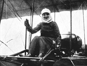 The second British woman pilot: Mrs. de Beauvoir Stocks in her Farman biplane, 1911 (1933). Artist: Flight Photo.
