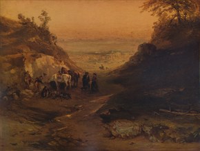 'A Rocky Gorge, with Figures and Horses', 1848, (1938). Artist: Unknown.
