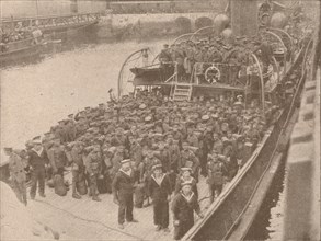 Troops on board a Channel transport, c1915 (1928). Artist: Unknown.
