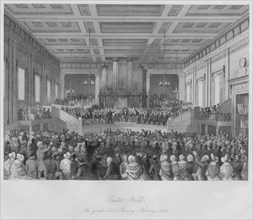 'Exeter Hall. The great Anti-Slavery Meeting, 1841', c1841. Artist: Henry Melville.