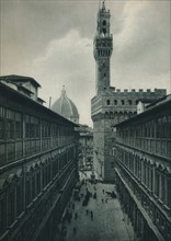 The Palazzo Vecchio from the Uffizi Gallery, Florence, Italy, 1927. Artist: Eugen Poppel.