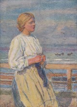 'Girl Knitting', c1917, (1919). Artist: Lionel Percy Smythe.