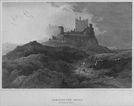 'Bamborough Castle, Northumberland', 1814. Artist: John Greig.