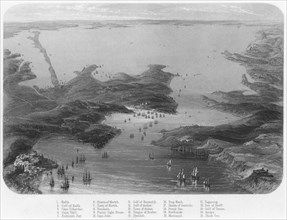 'Birds-Eye View of the Straits of Kertch & Sea of Azoff', c1870. Artist: Unknown.