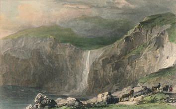 'Waterfall & Stone Quarry, Near Boscastle', 1832. Artist: William Alexander Le Petit.