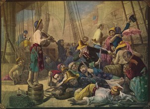'Pirates Decoying an American Ship', c1880. Artist: Unknown.