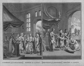'Marriage of Laplanders/  Christening of Laplanders', 1726. Artist: Claude Dubosc.