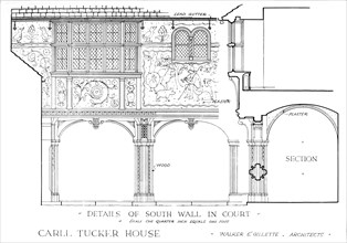 Details of south wall in court - house of Carll Tucker, Mount Kisco, New York, 1925. Artist: Walker and Gillette.