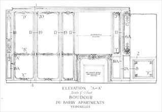 Elevation of the boudoir, Du Barry Apartments, Versailles, 1926. Artist: Unknown.