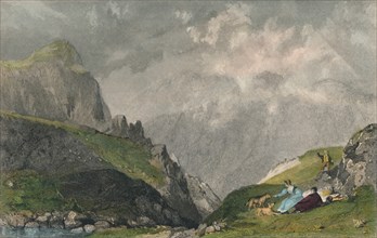 'View from Langdale Pikes, Looking Towards Bowfell, Westmorland', 1835. Artist: William Kelsall.
