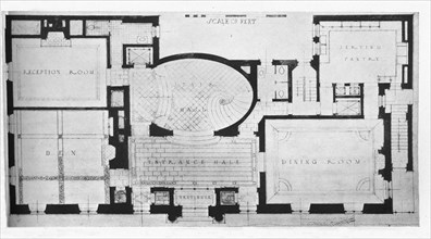 First floor plan, house of Mrs William Hayward, New York, 1922. Artist: Unknown.