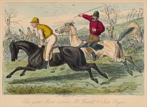 'The great Match between Mr. Flintoff & Jack Rogers', 1858. Artist: John Leech.