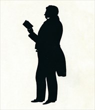 'Supposititious Silhouette of William Makepeace Thackeray Reading', c19th century. (1911) Artist: Unknown.