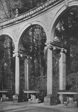 Detail of colonnade and fountains, Temple of Music, Versailles, France, 1924. Artist: Unknown.