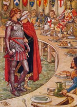'Sir Galahad is brought to the Court of King Arthur', 1911.  Artist: Walter Crane.