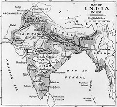 'Map of India in 1857', c1912. Artist: Unknown.