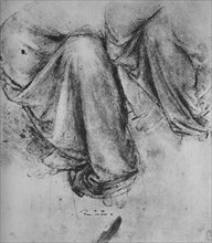 Studies of the Drapery of a Figure Seated to the Left', c1480 (1945). Artist: Leonardo da Vinci.