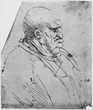 'A Grotesque Profile of a Man to the Right', c1480 (1945). Artist: Leonardo da Vinci.