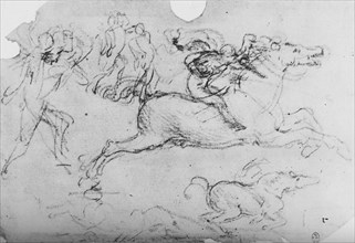 'Galloping Horseman and Other Figures', c1480 (1945). Artist: Leonardo da Vinci.