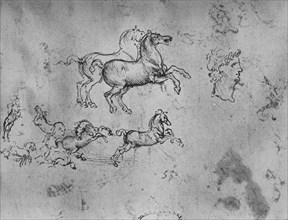 'Studies of Galloping Horses and a Head', c1480 (1945). Artist: Leonardo da Vinci.