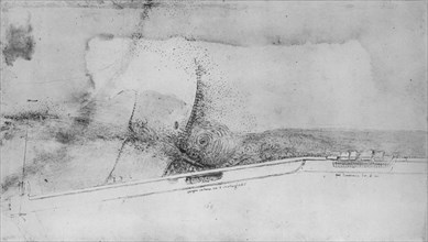 'Plan of an Embankment for Diverting the Arno', c1480 (1945). Artist: Leonardo da Vinci.