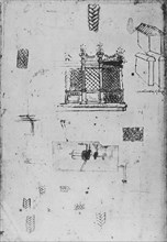 'Drawing of a Decorative Screen and Other Sketches', c1480 (1945). Artist: Leonardo da Vinci.