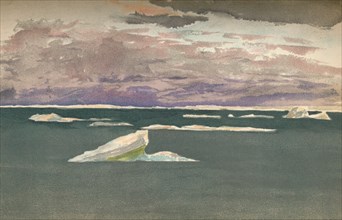 'Off the Edge of the Ice - Gathering Storm, 14th September 1893, (1897). Artist: Fridtjof Nansen.