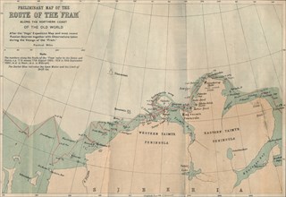 'Preliminary Map of the Route of the Fram along Northern Coast of Old World',  c1893-1896, (1897).  Artist: Unknown.
