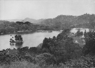 'View of Kandy Lake from Lady Horton's Drive, Kandy', c1890, (1910). Artist: Alfred William Amandus Plate.