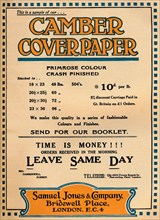 'Camber Coverpaper - Samuel Jones & Company advertisement', 1919. Artist: Unknown.