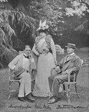 'Madame Melba, Mr. Haddon Chambers, and Mr. Bertram Mackennal', c1900, (1910). Artist: H Gude.