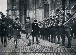 'Inspection of troops at the foot of Cologne Cathedral', 1919, (1945). Artist: Unknown.